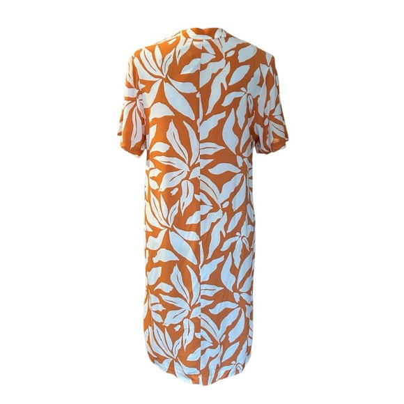 NEW H&M VISCOSE TUNIC SHORT SLEEVE DRESS WOMEN SZ XS IN ORANGE PATTERN Relaxed - Picture 6 of 11